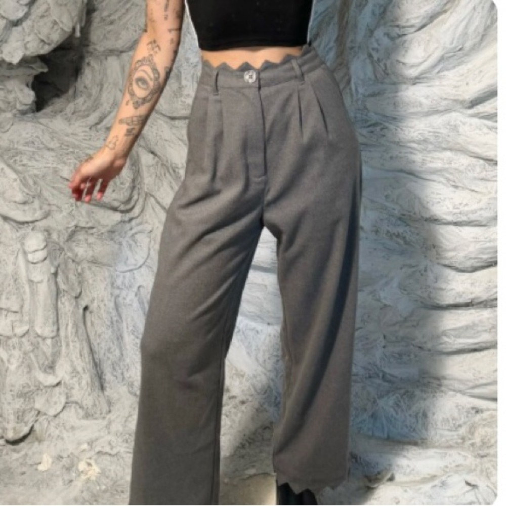 Fashion Brand Company Dark Gray Zig Zag Trousers
